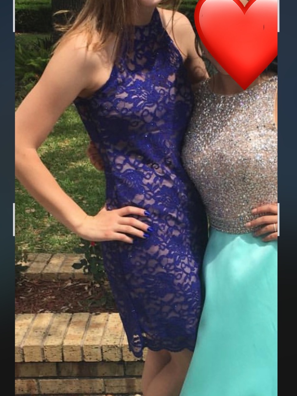 Elegant Royal Blue Lace Halter Sheath Dress